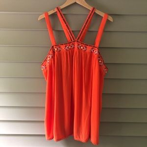 Torrid Embroidered Tank Top Orange Sz 3X